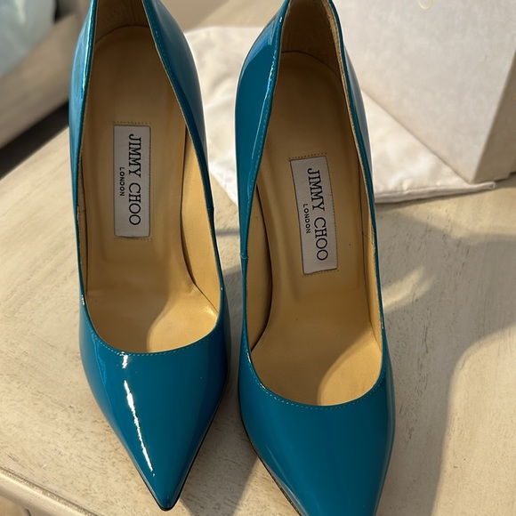 Jimmy Choo Anouk turquoise patent stilettos size 36.5 - Picture 9 of 10